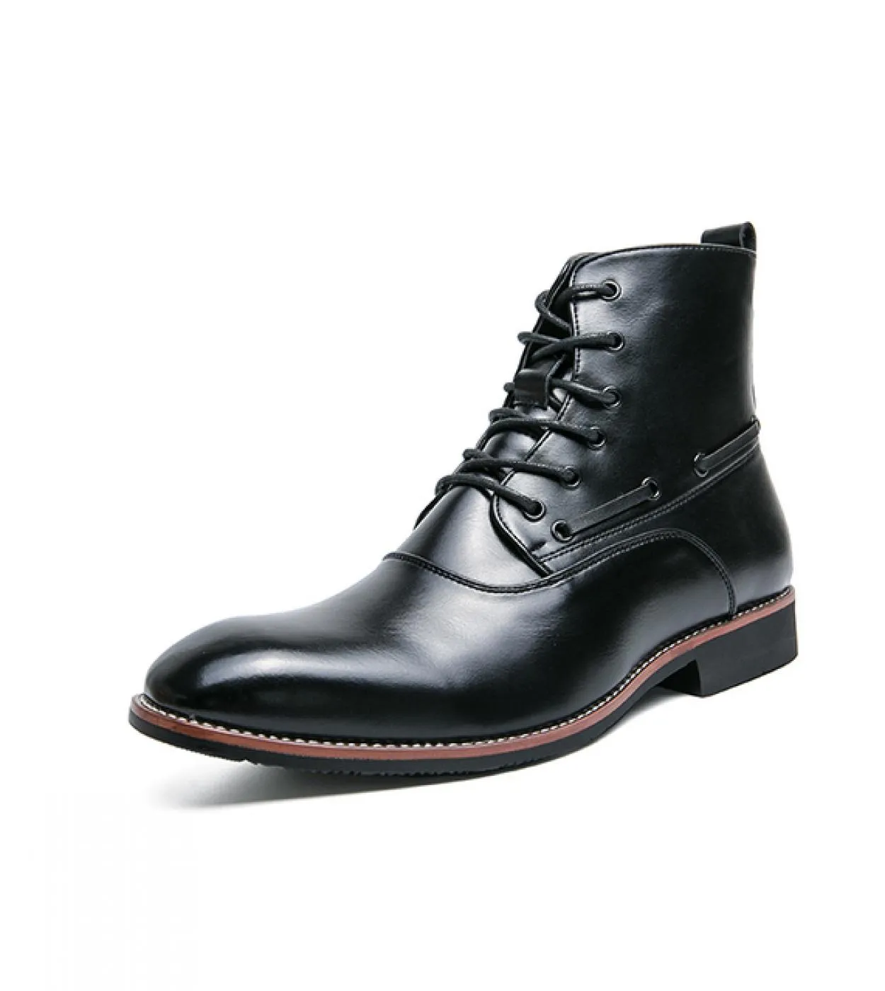 Stivaletti britannici Scarpe da uomo Moda Tinta unita Pu Testa quadrata Cuciture a due stadi Pizzo Classico Casual Street Party
