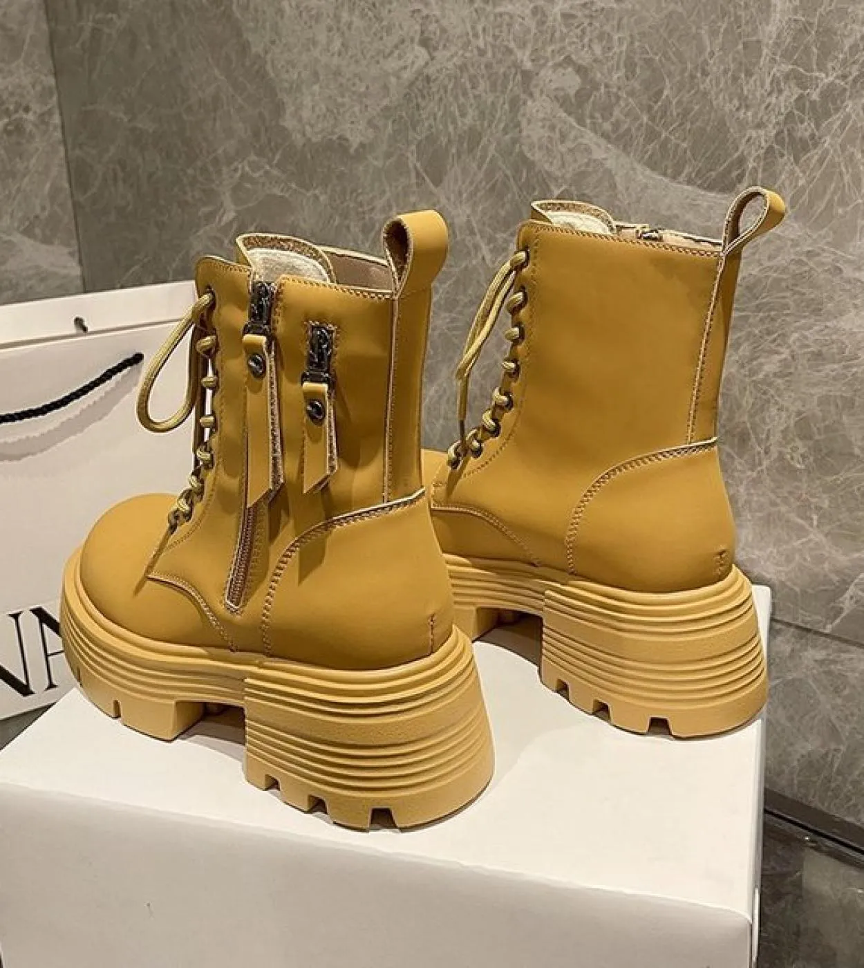 Stivaletti da donna 2022 nuovi stivali autunno inverno donna moda laceup moda cerniera Botas Mujer piattaforma tacco scarpe da d