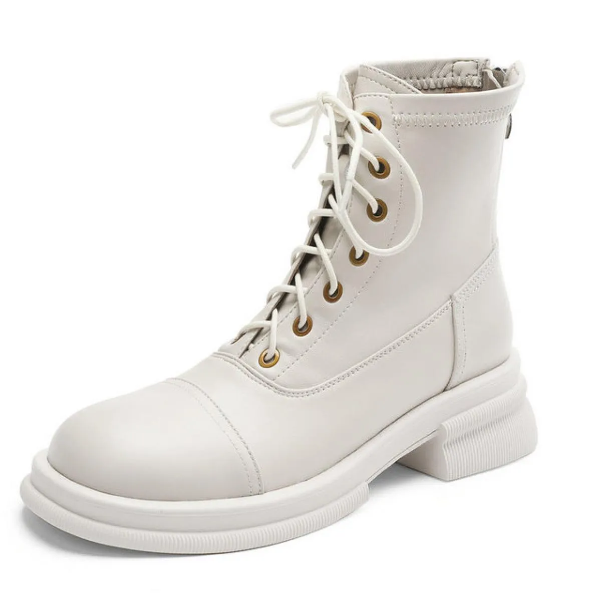 Stivaletti da donna stile punk colori misti piattaforme in vera pelle tacchi spessi medi scarpe da moto donna autunno inverno