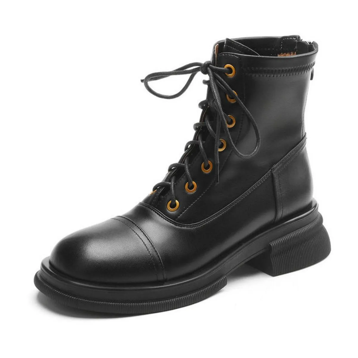 Stivaletti da donna stile punk colori misti piattaforme in vera pelle tacchi spessi medi scarpe da moto donna autunno inverno