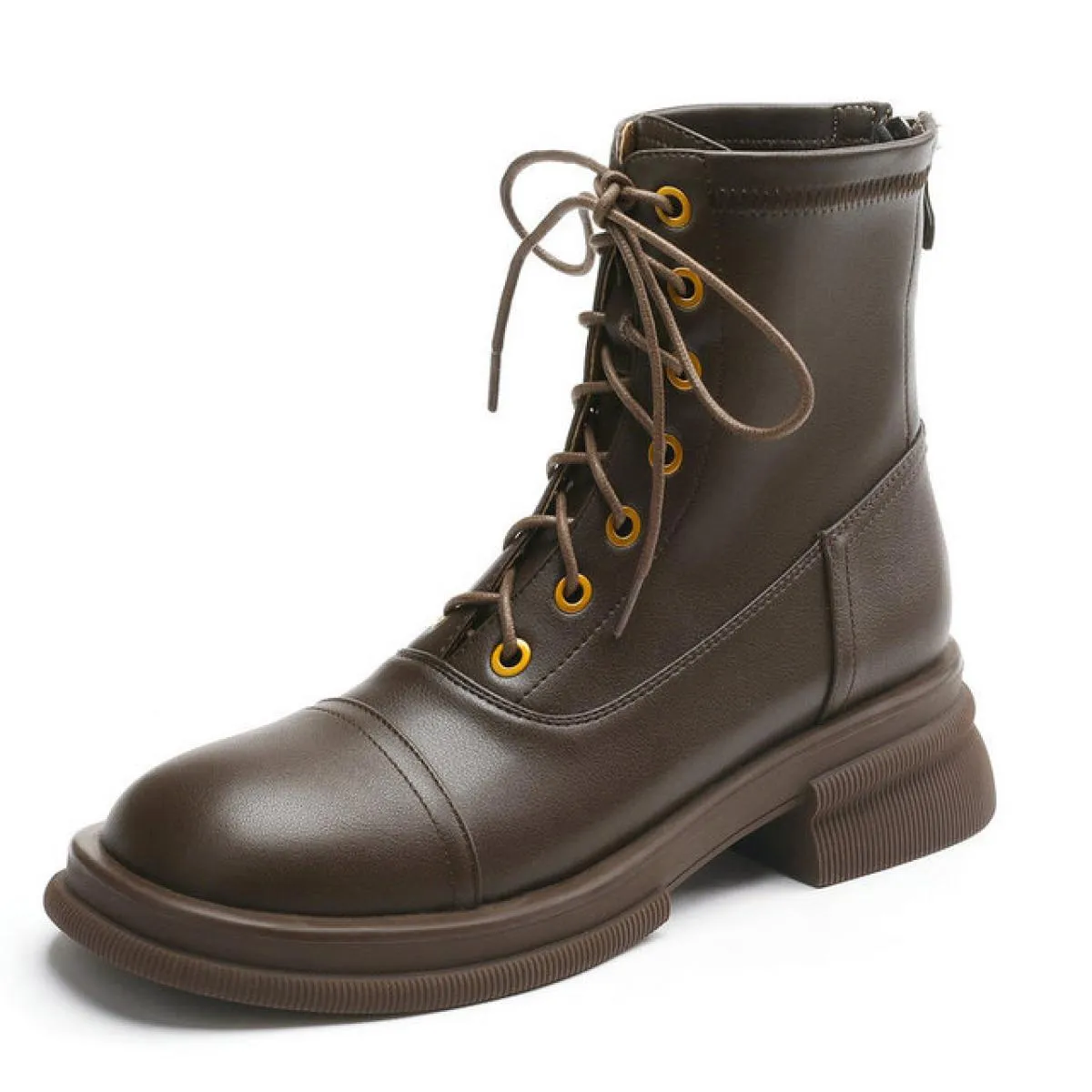 Stivaletti da donna stile punk colori misti piattaforme in vera pelle tacchi spessi medi scarpe da moto donna autunno inverno