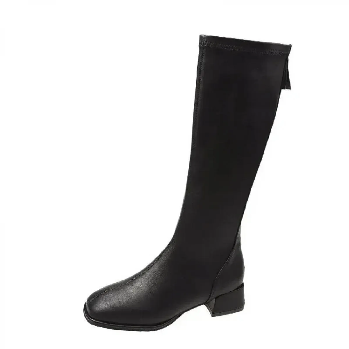 Stivali alti al ginocchio da donna Stivali da cavaliere in pelle femminile Stivaletti Tacchi alti da donna Scarpe autunnali bian