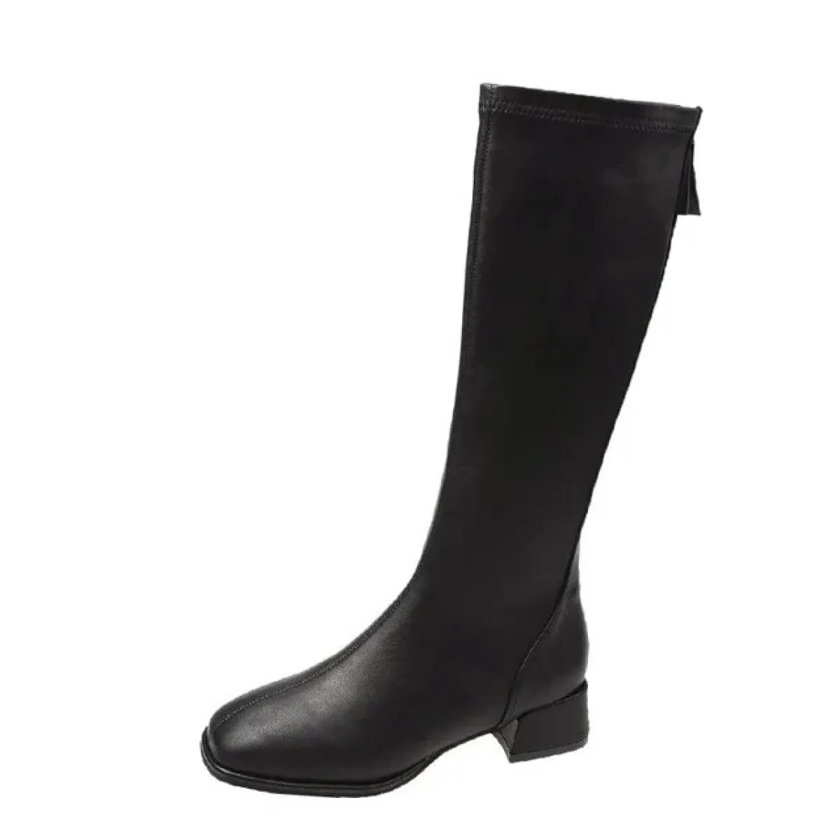 Stivali alti al ginocchio da donna Stivali da cavaliere in pelle femminile Stivaletti Tacchi alti da donna Scarpe autunnali bian