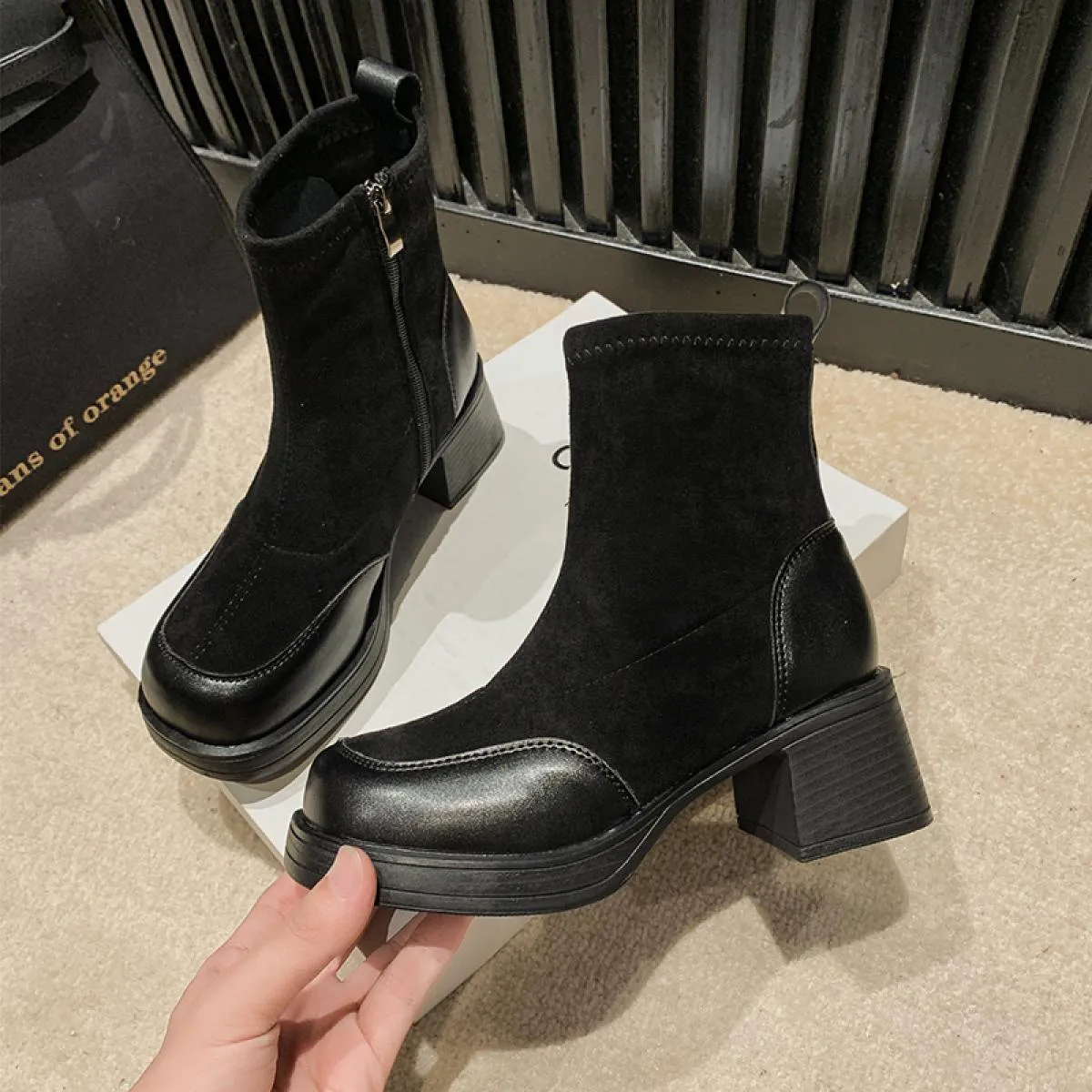 Stivali elasticizzati Scarpe da donna Caviglia calda 2023 Nuova tendenza Stivali Chelsea invernali Stivali da moto gladiatore ca
