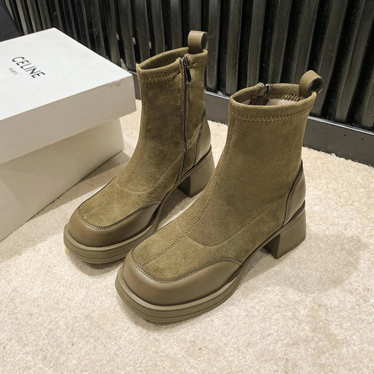 Stivali elasticizzati Scarpe da donna Caviglia calda 2023 Nuova tendenza Stivali Chelsea invernali Stivali da moto gladiatore ca