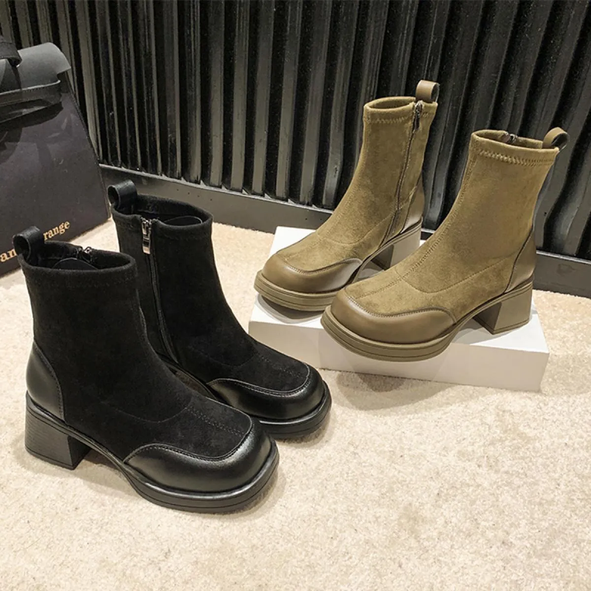 Stivali elasticizzati Scarpe da donna Caviglia calda 2023 Nuova tendenza Stivali Chelsea invernali Stivali da moto gladiatore ca