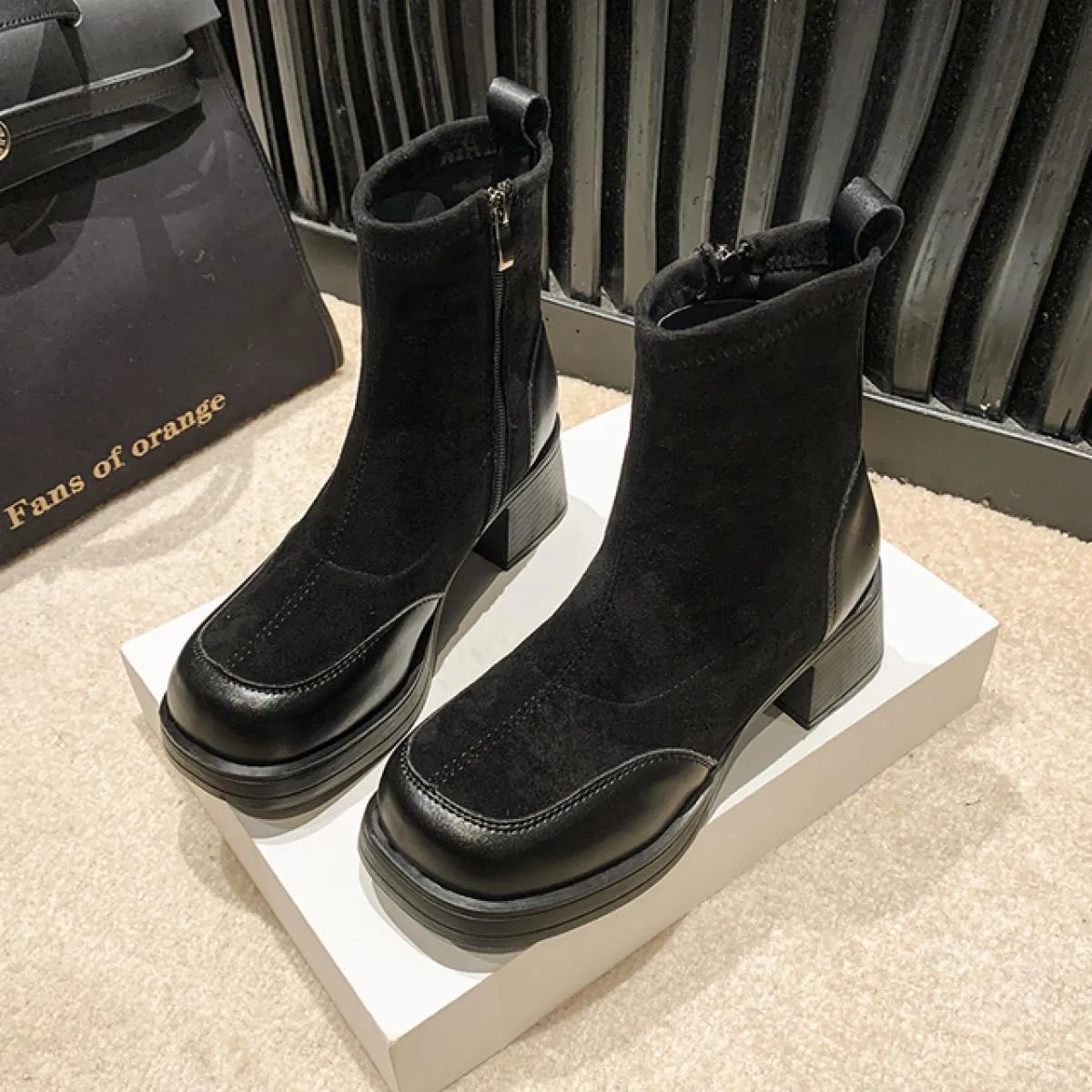 Stivali elasticizzati Scarpe da donna Caviglia calda 2023 Nuova tendenza Stivali Chelsea invernali Stivali da moto gladiatore ca