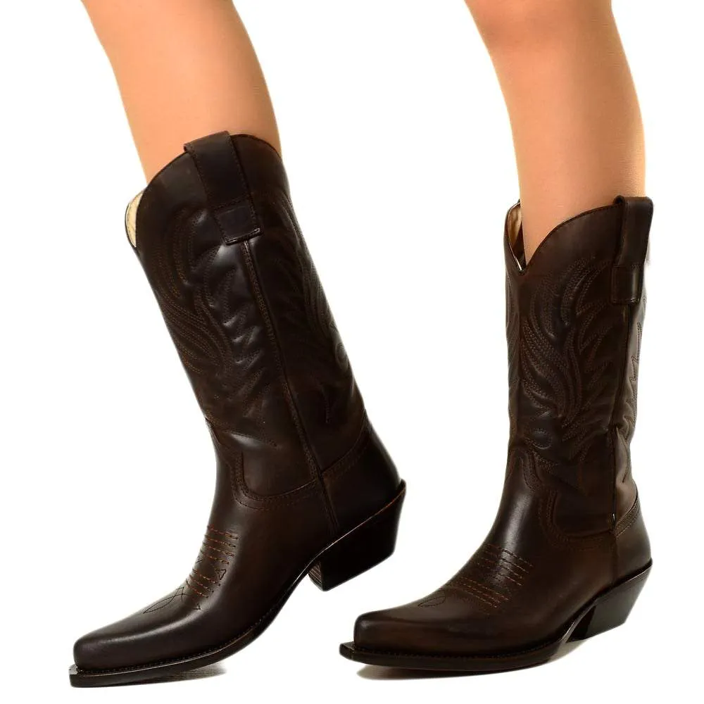 Texani Donna Visone CowBoys Pelle Nabuk Vintage Made in Italy