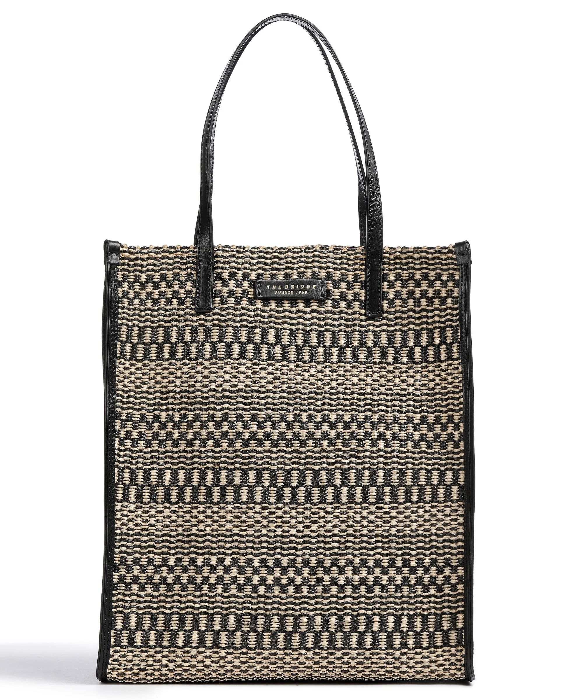  The Bridge Mirra Wow Borsa shopper pelle bovina, carta natura/nero  