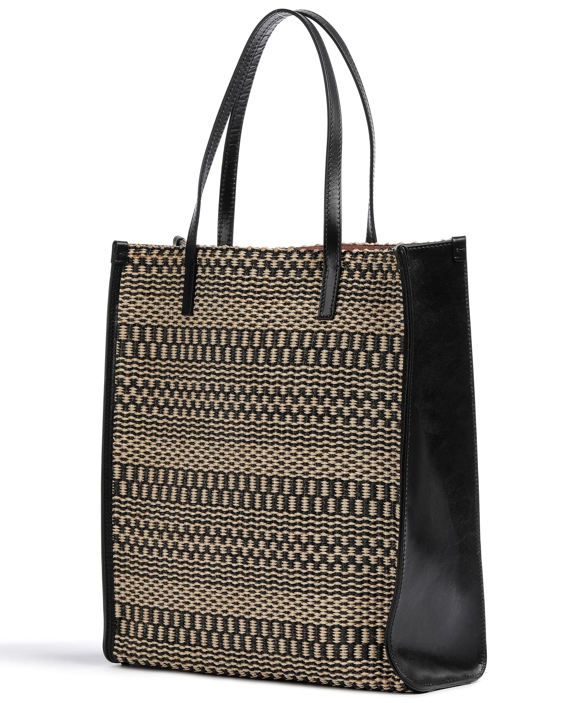  The Bridge Mirra Wow Borsa shopper pelle bovina, carta natura/nero  