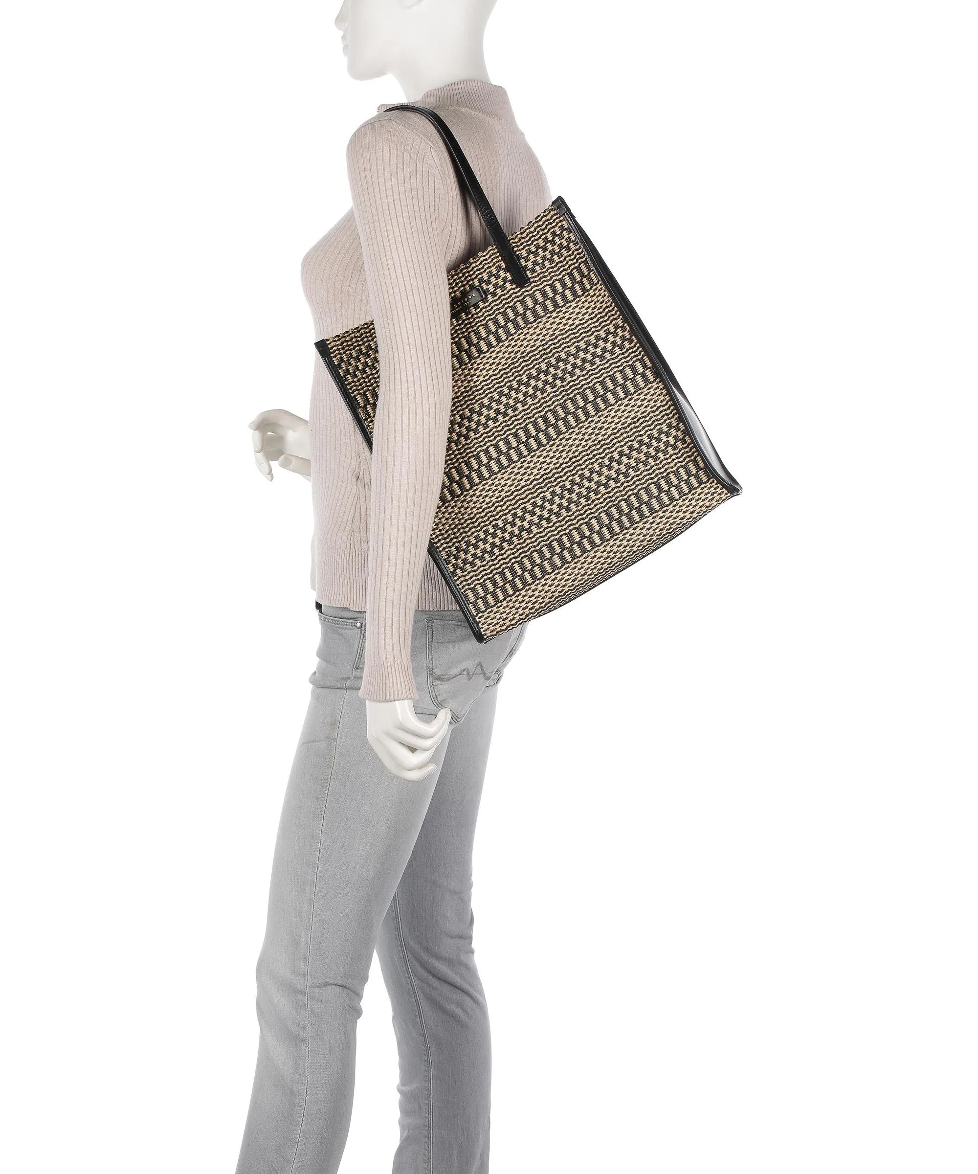  The Bridge Mirra Wow Borsa shopper pelle bovina, carta natura/nero  