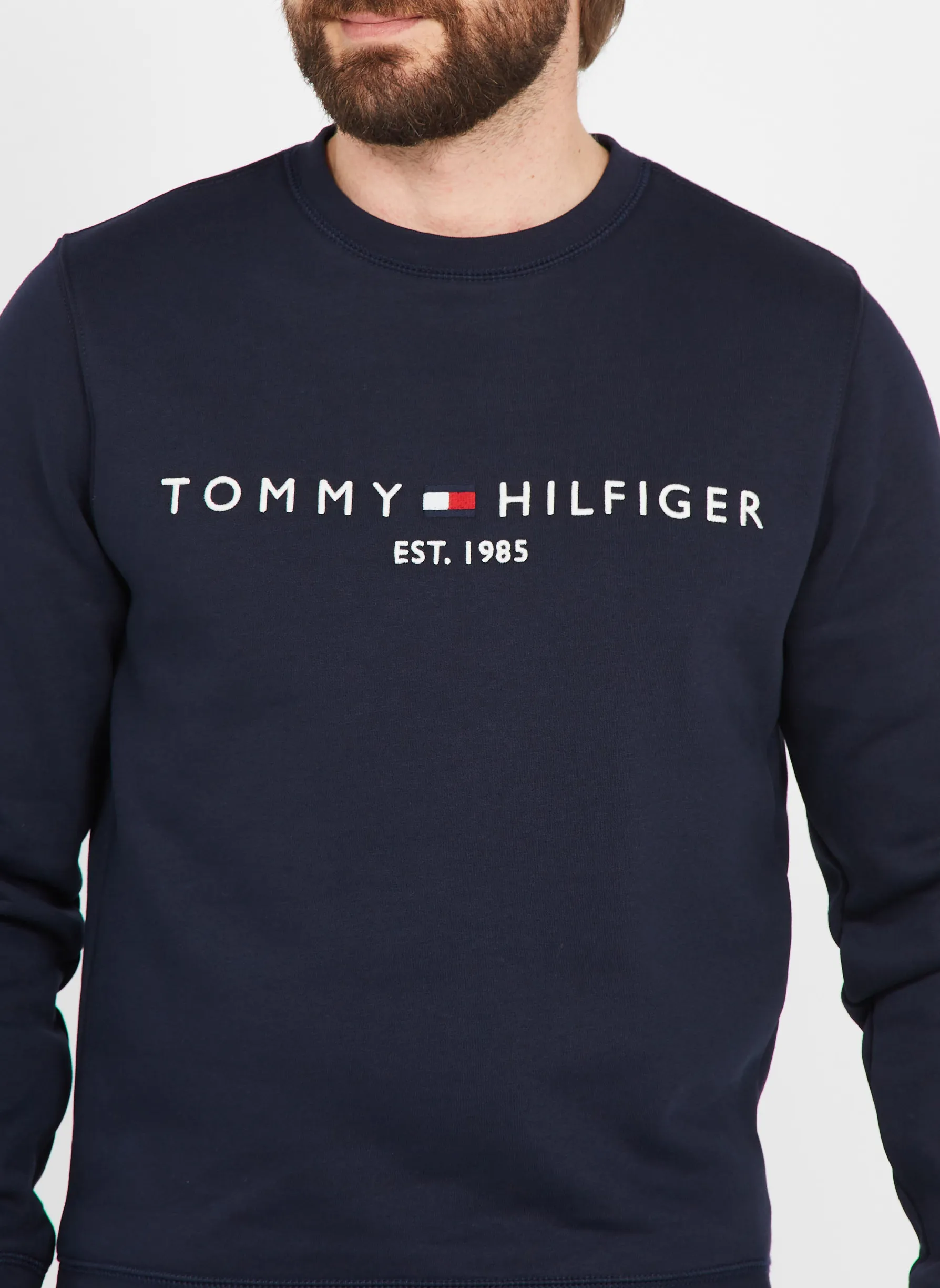  TOMMY HILFIGER   Felpa scollo tondo regular fit ricamata in cotone bio | Blu
