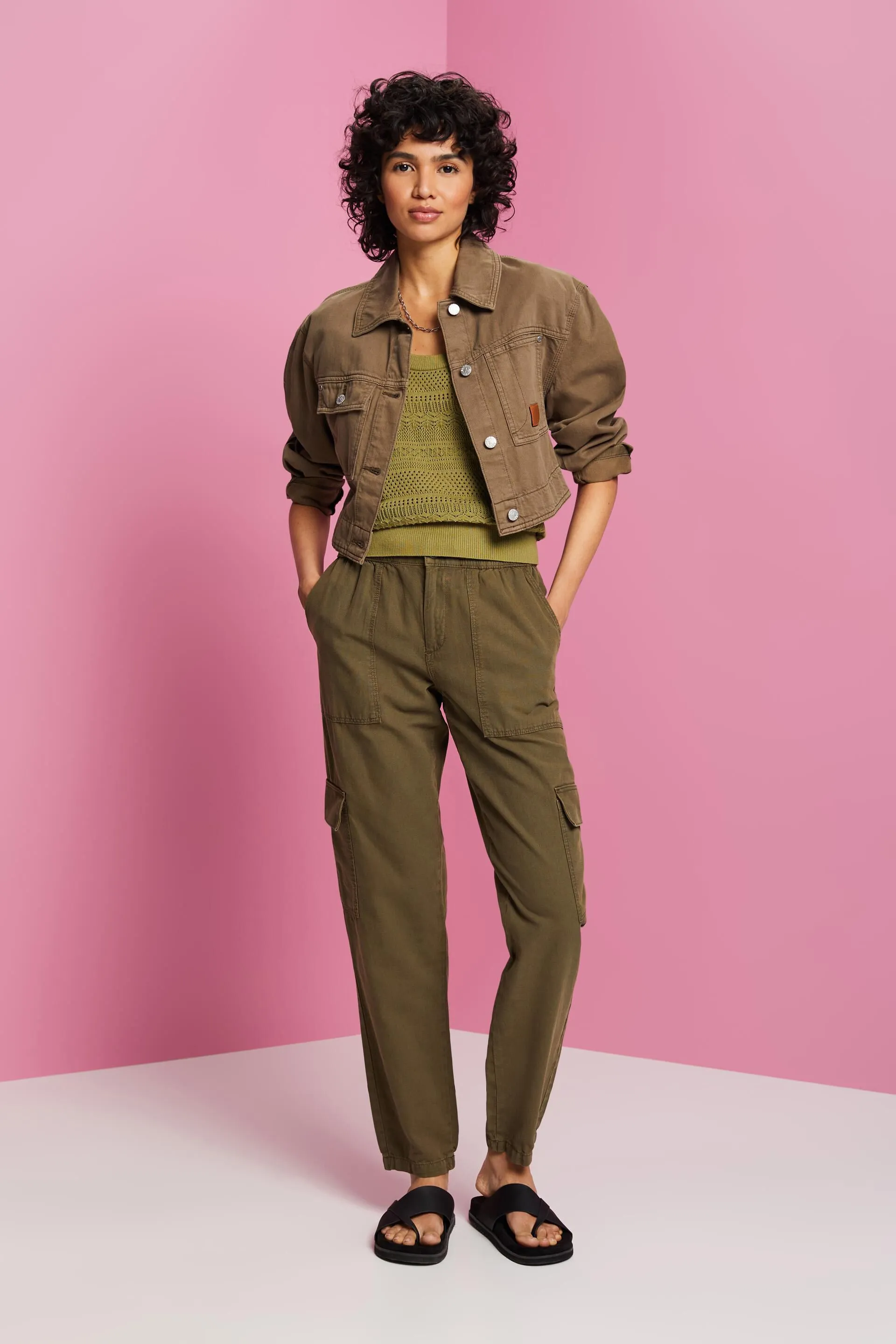 Top in cotone a maglia aperta