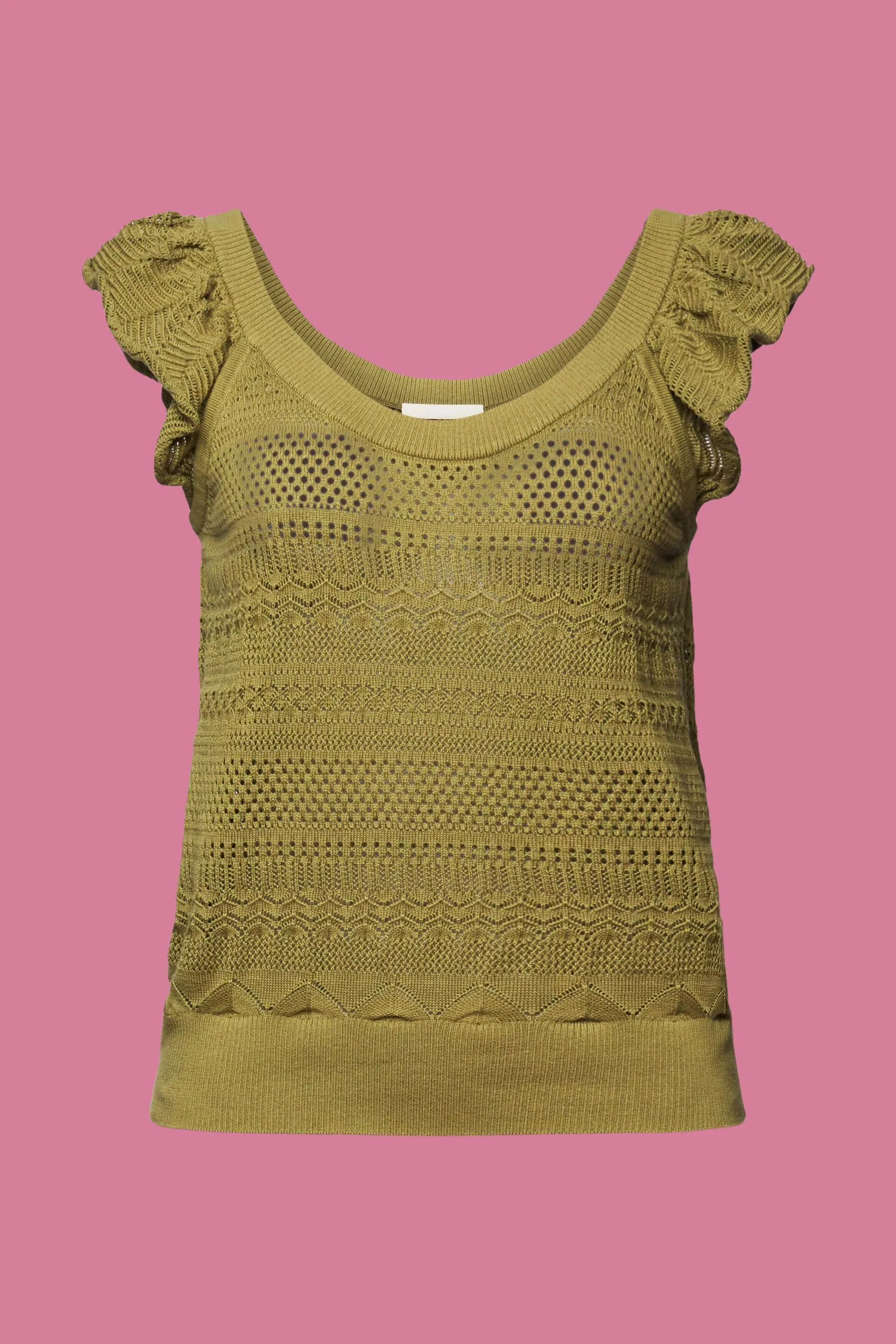 Top in cotone a maglia aperta