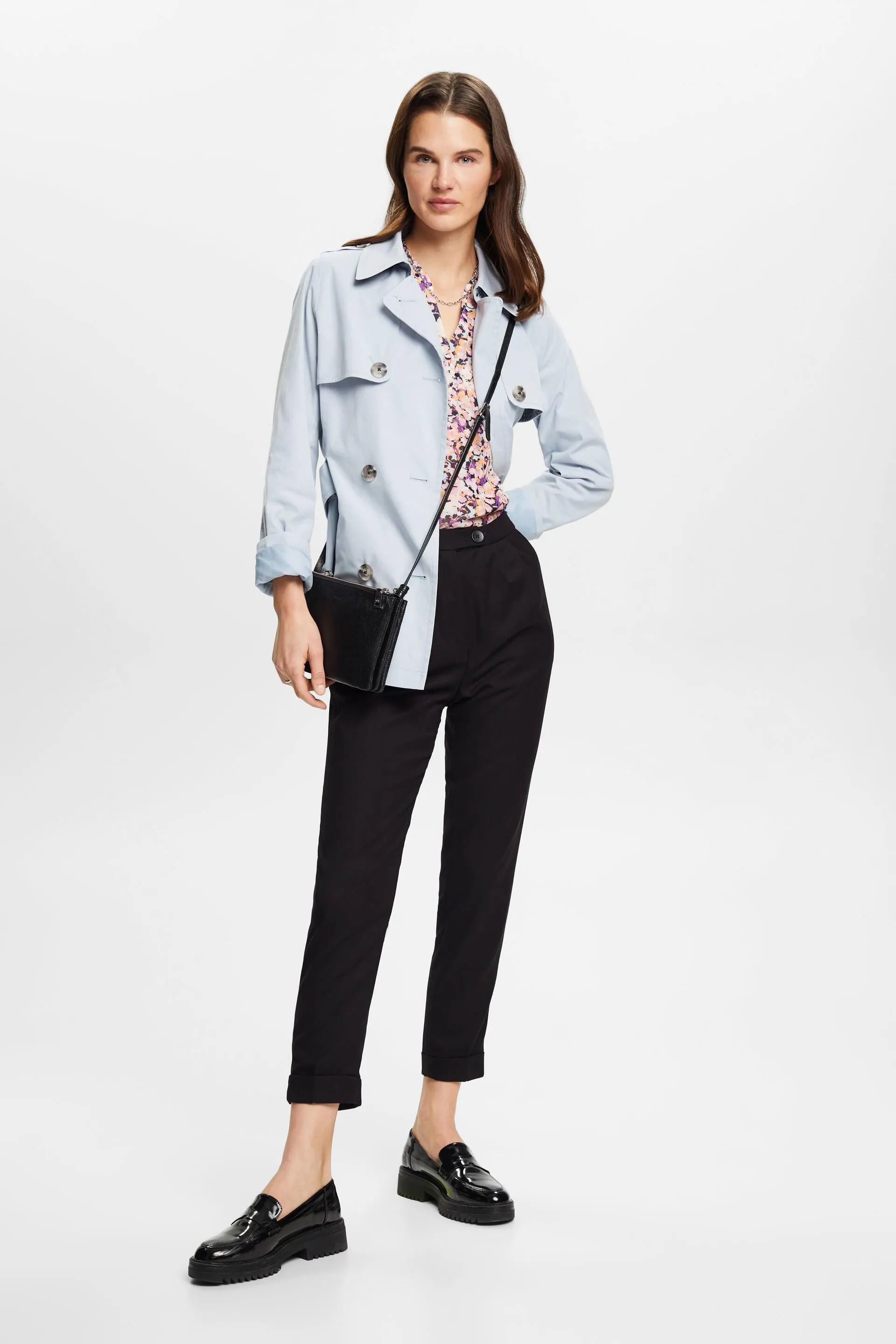 Top in crêpe di chiffon con motivo floreale