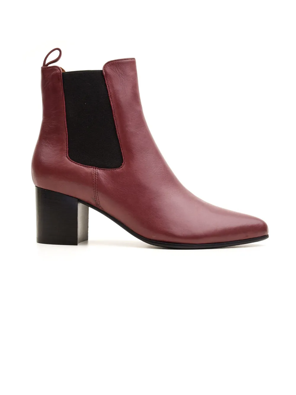 Tronchetto donna con elastico e tacco basso bordeaux
