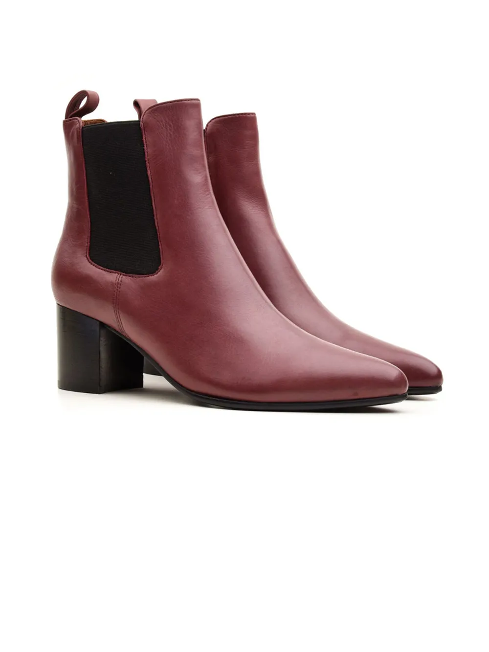 Tronchetto donna con elastico e tacco basso bordeaux