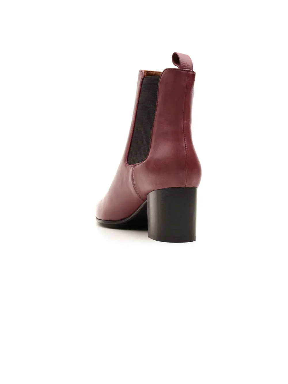 Tronchetto donna con elastico e tacco basso bordeaux