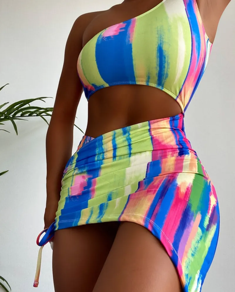 Tute intere Gonna colorata Tie Dye Bikini Costume da bagno femminile Donna Swi